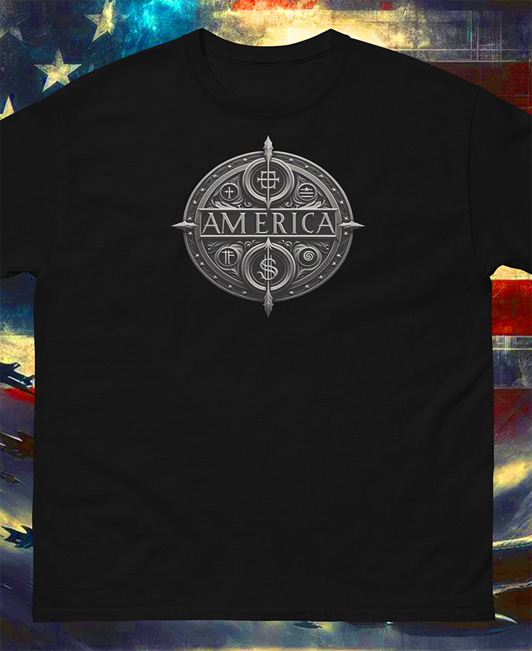 "Eternal America" Unisex Black and White Graphic Tee | by AmericaShirt™
