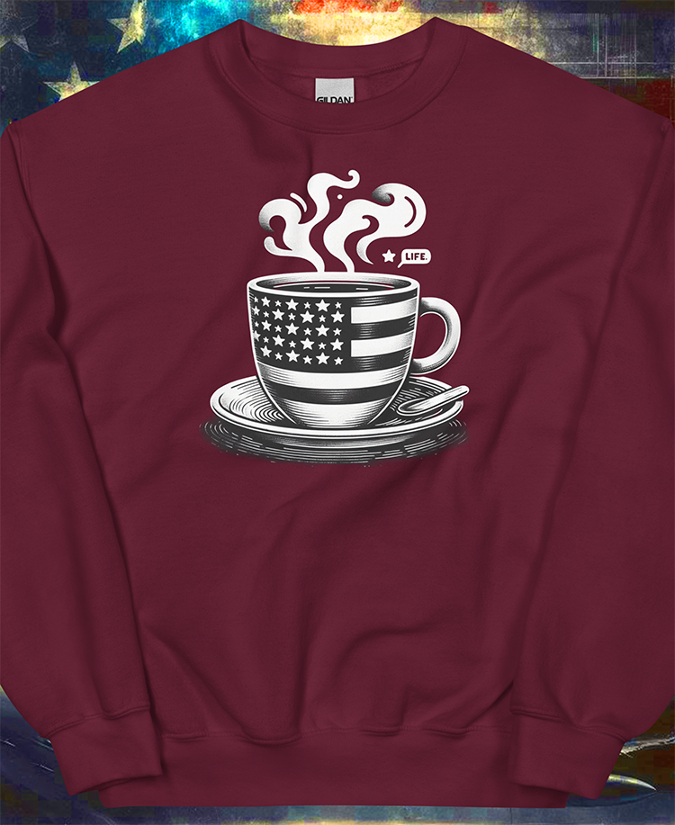 "Morning Brew for a Great Nation" Unisex Full Color Sweatshirt | by AmericaShirt™