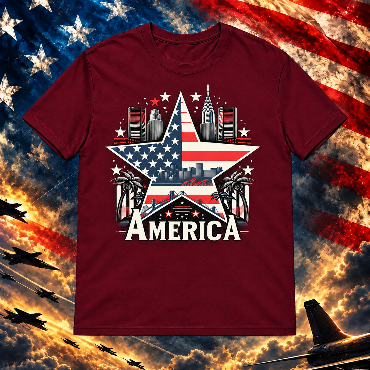 America In Paradise T-shirt, Maroon — square image preview