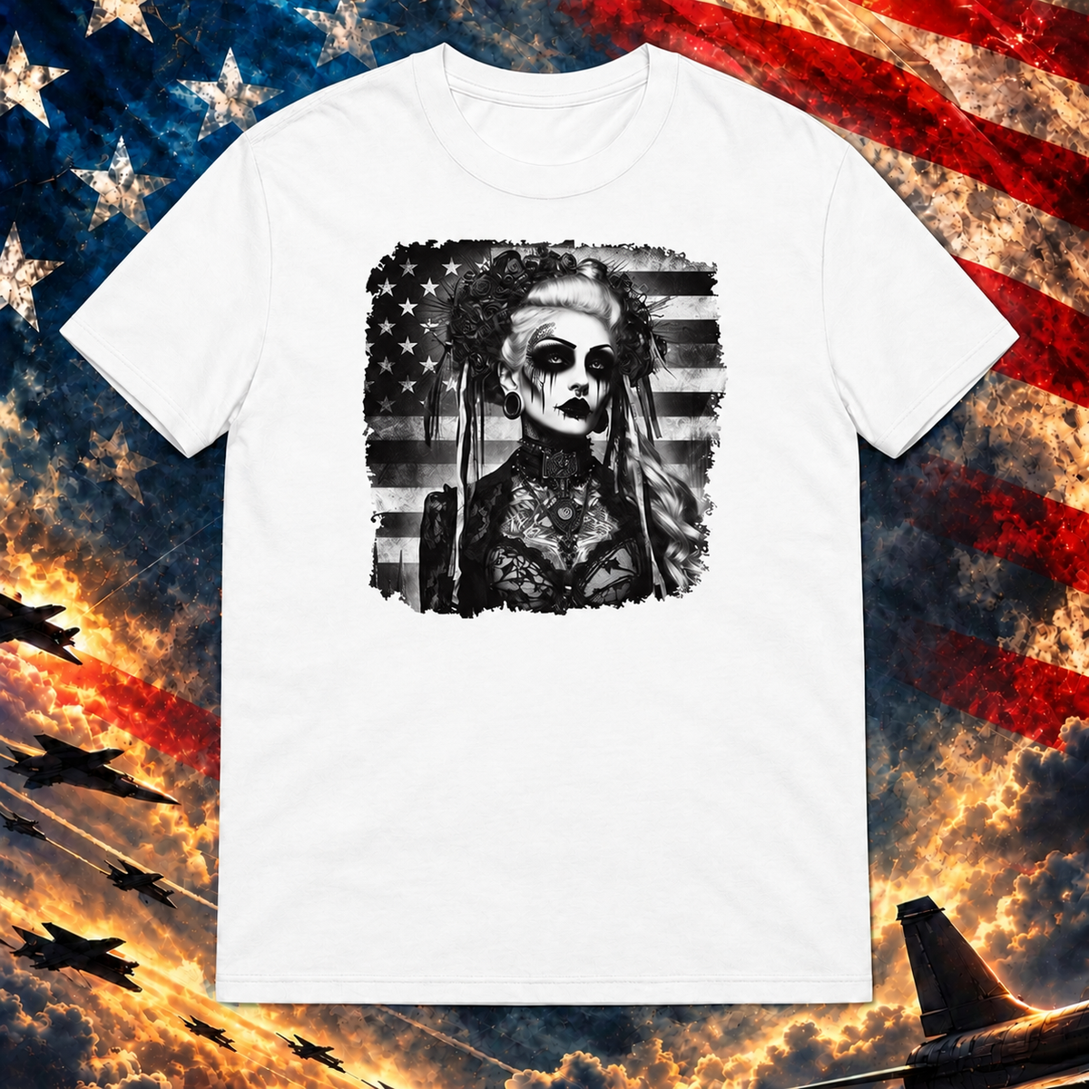 American Goth Girl T-shirt, White — square image preview