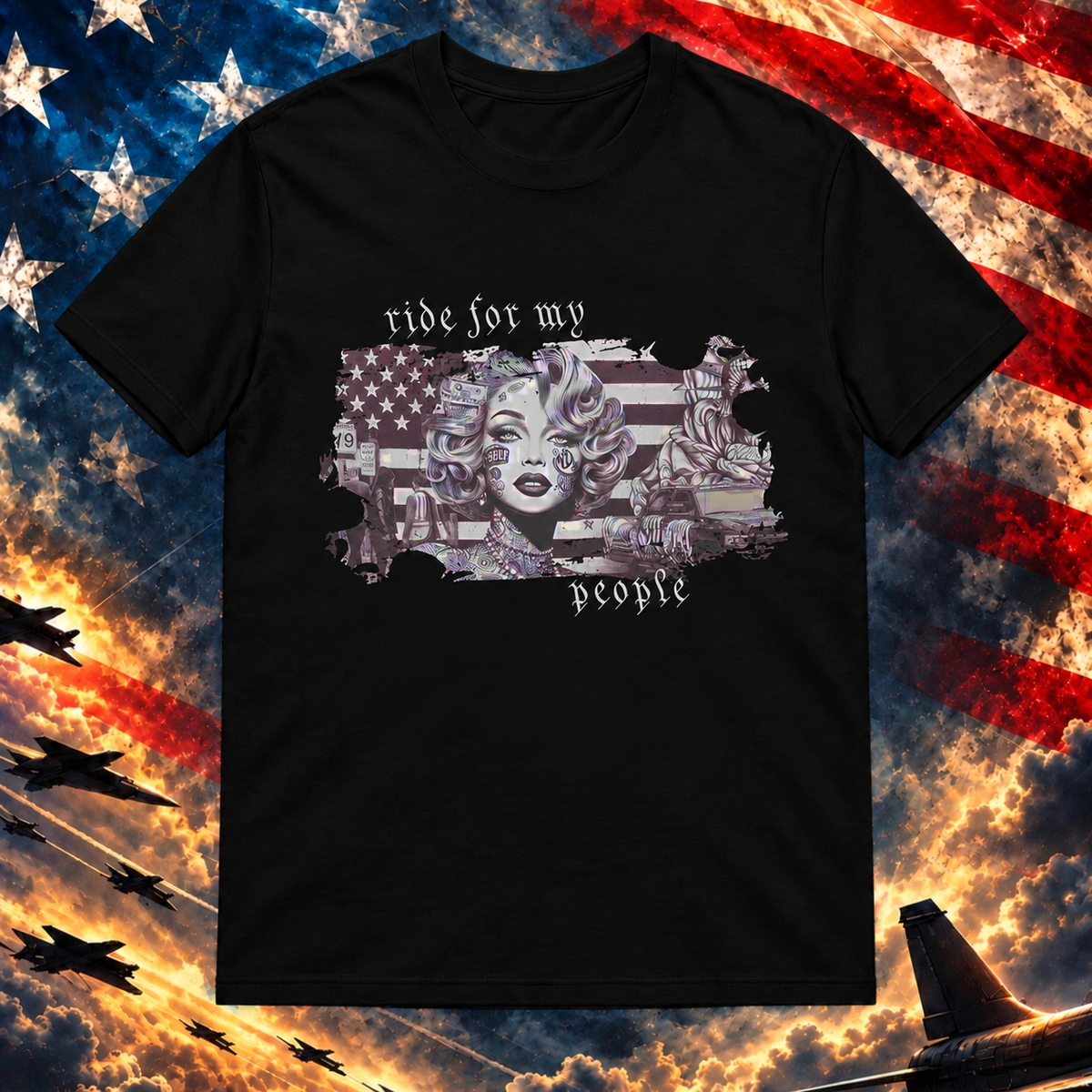 Ride For My People T-shirt, Black — square image preview