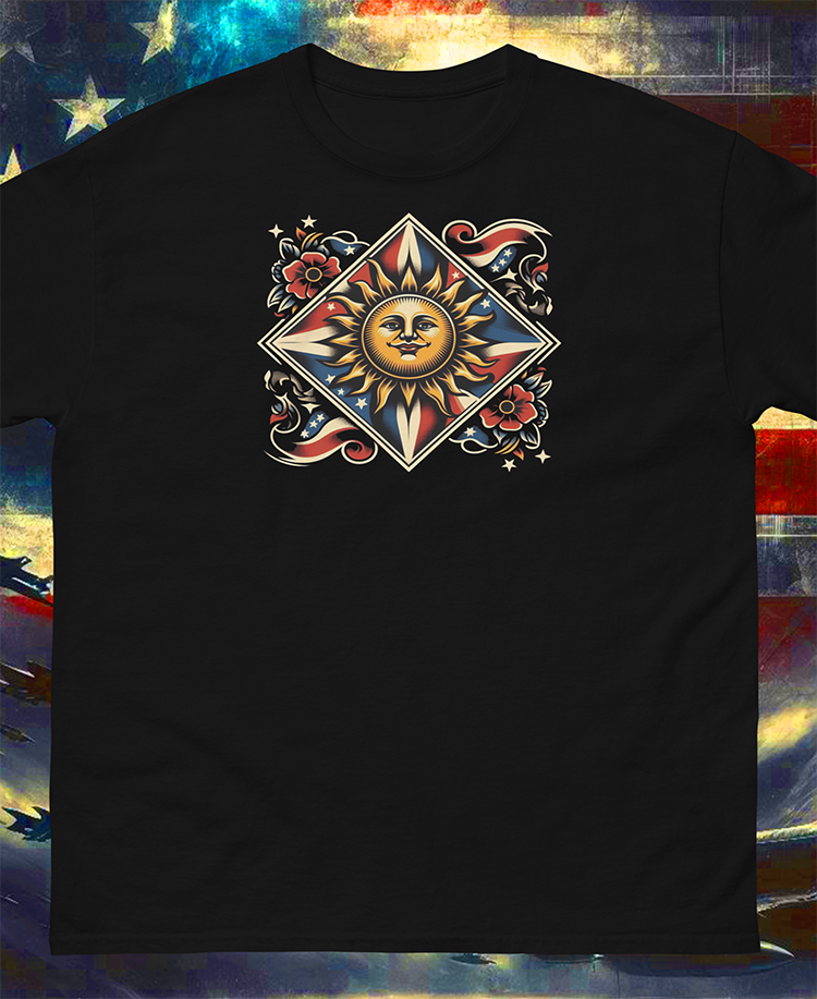 "Let Freedom Shine - Sun Emblem" Unisex Full Color Graphic Tee | by AmericaShirt™
