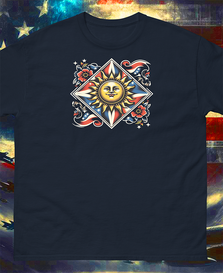 "Let Freedom Shine - Sun Emblem" Unisex Full Color Graphic Tee | by AmericaShirt™