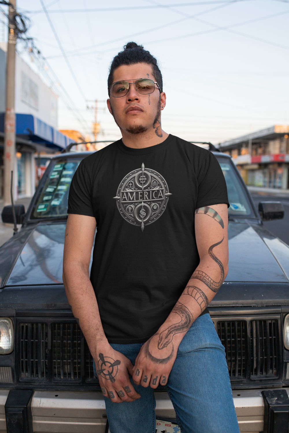 "Eternal America" Unisex Black and White Graphic Tee | by AmericaShirt™