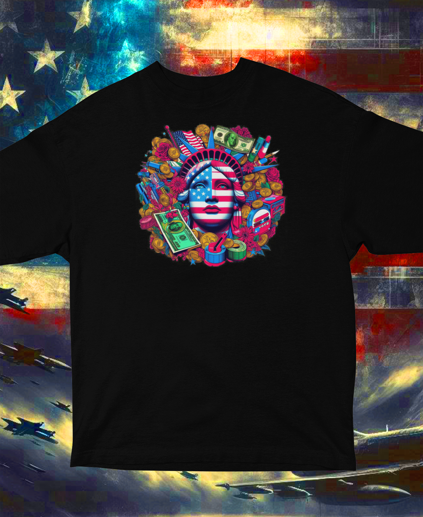 "American Pride Collage" Unisex Full Color Graphic Tee | by AmericaShirt™