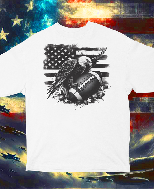 "Freedom And Football" Unisex Black & White Graphic Tee | by AmericaShirt™