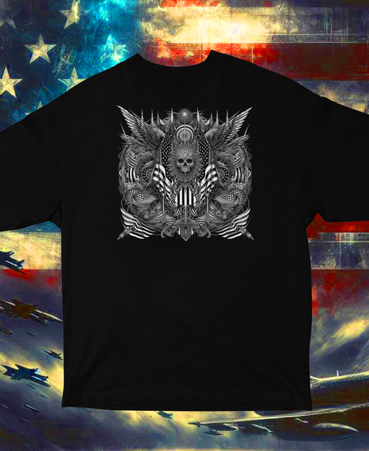 "Gothic America Insignia" Unisex Black & White Graphic Tee | by AmericaShirt™