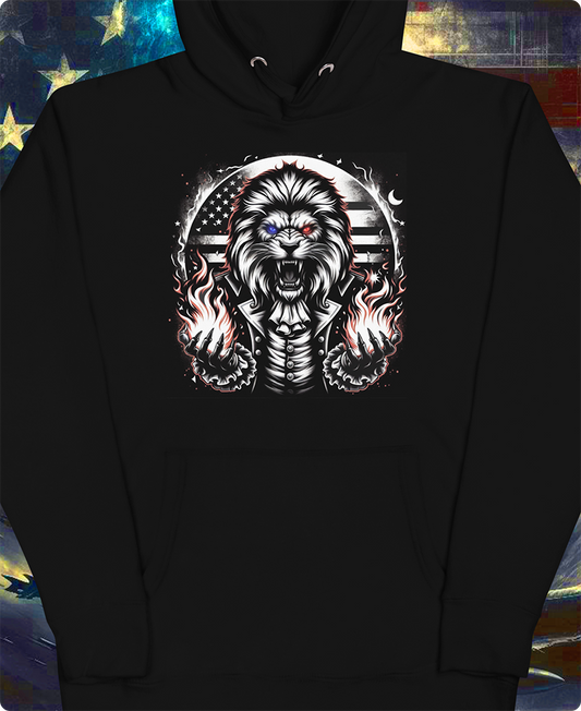 "American Inferno: Lion of Liberty" Unisex Full Color Graphic Hoodie | by AmericaShirt™