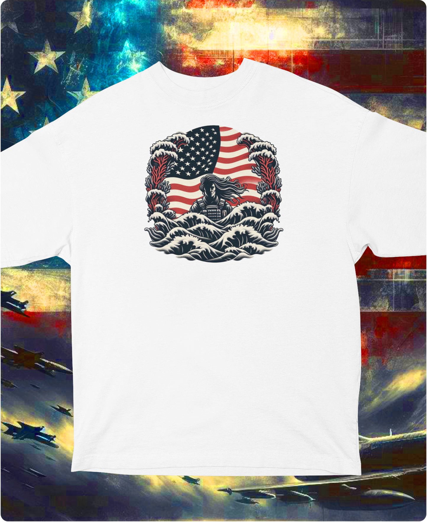 "Soldier In The Waves" Unisex Full Color Graphic Tee | by AmericaShirt™