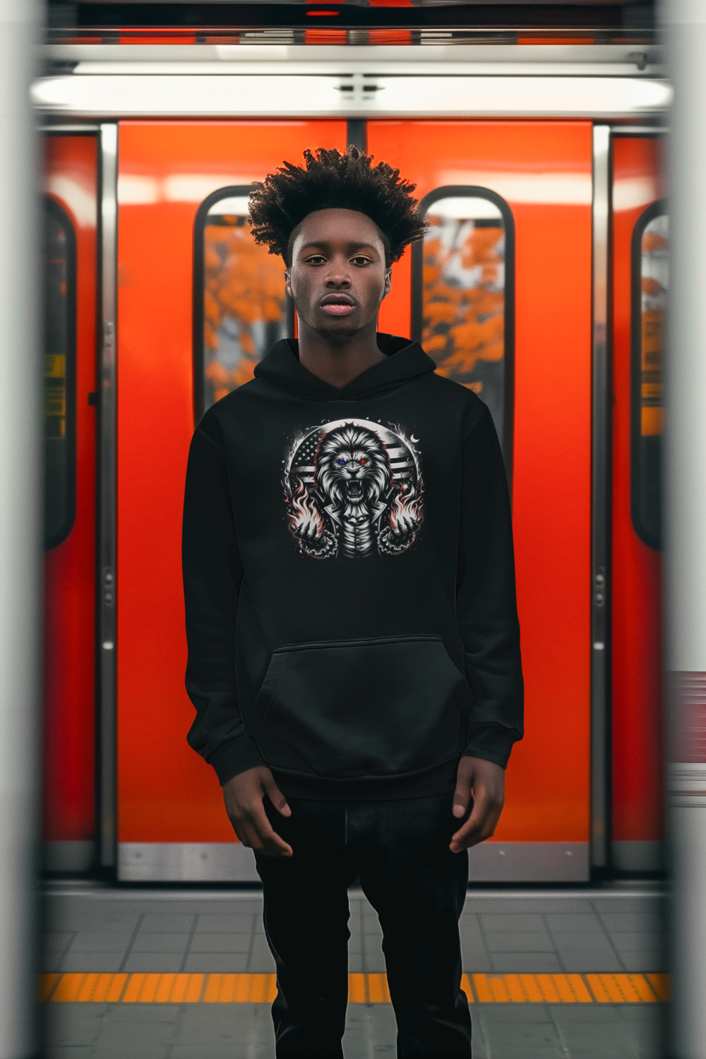 "American Inferno: Lion of Liberty" Unisex Full Color Graphic Hoodie | by AmericaShirt™