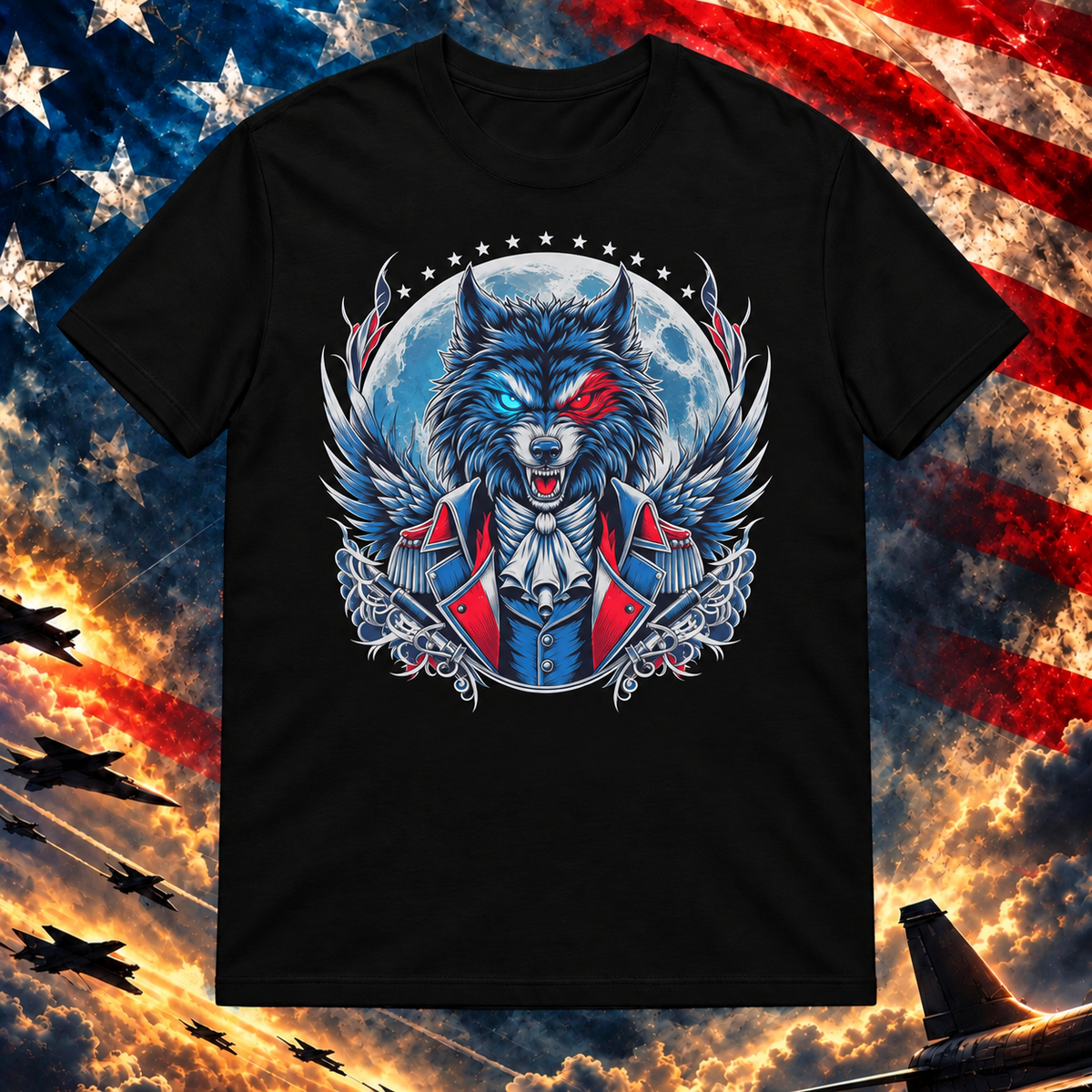 Alpha Wolf of America T-shirt, Black — square image preview