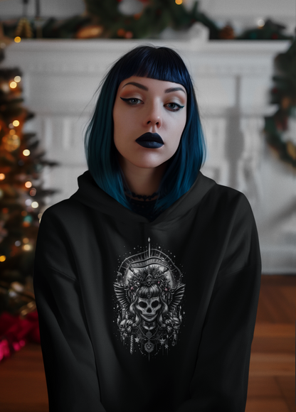 "Sugar Skull Decorative" Unisex Black And White Graphic Hoodie | by AmericaShirt™