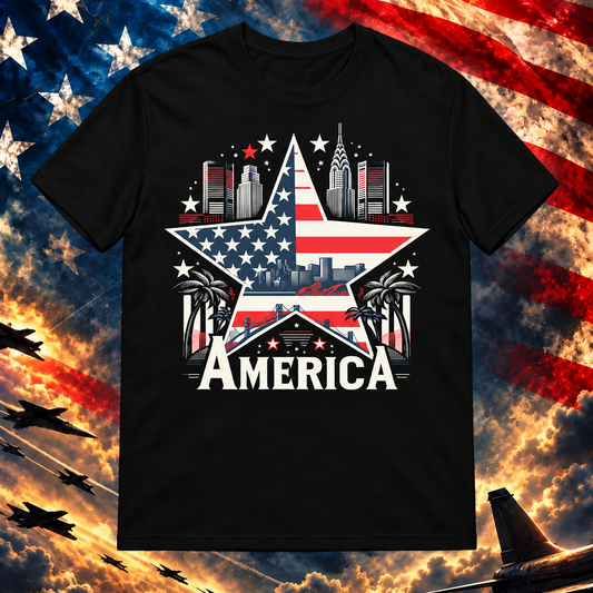 America In Paradise T-shirt, Black — square image preview
