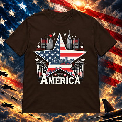 America In Paradise T-shirt, Dark Chocolate — square image preview