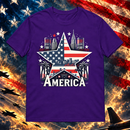 America In Paradise T-shirt, Purple — square image preview