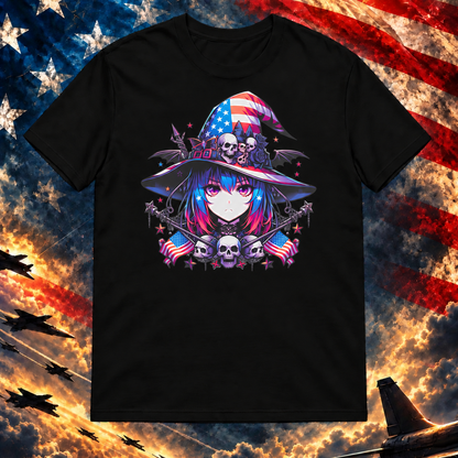 American Anime Girl T-shirt, Black — square image preview
