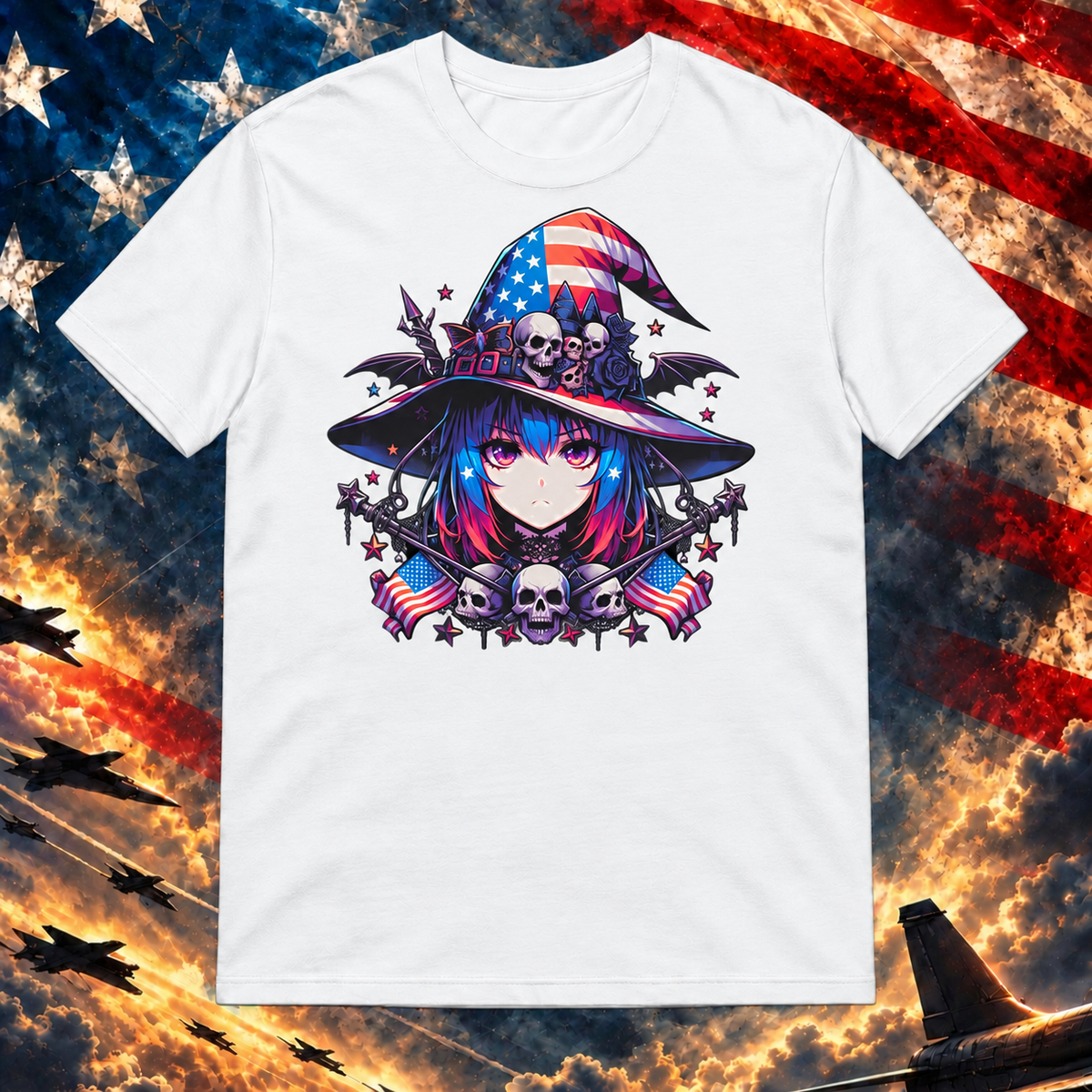 American Anime Girl T-shirt, White — square image preview