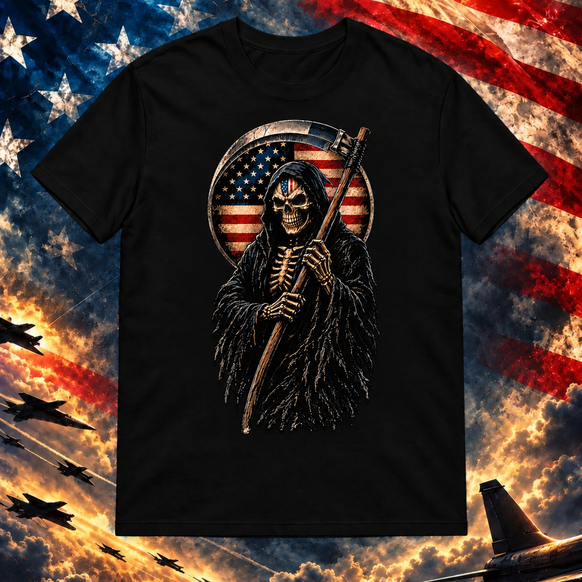 American Grim Reaper T-shirt, Black — square image preview