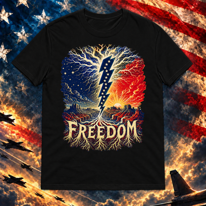 American Lightning Strike T-shirt, Black — square image preview