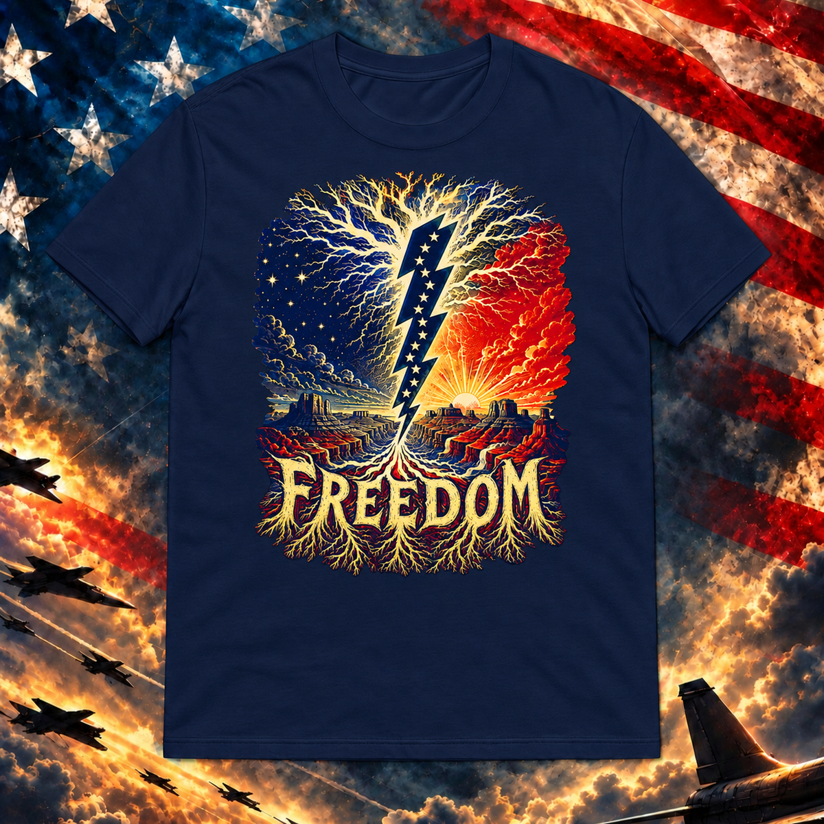 American Lightning Strike T-shirt, Navy — square image preview