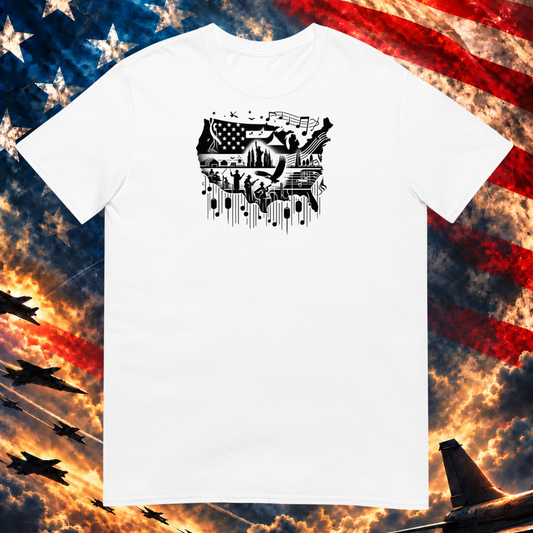 American Music Notes T-shirt, White — Printful-scale image