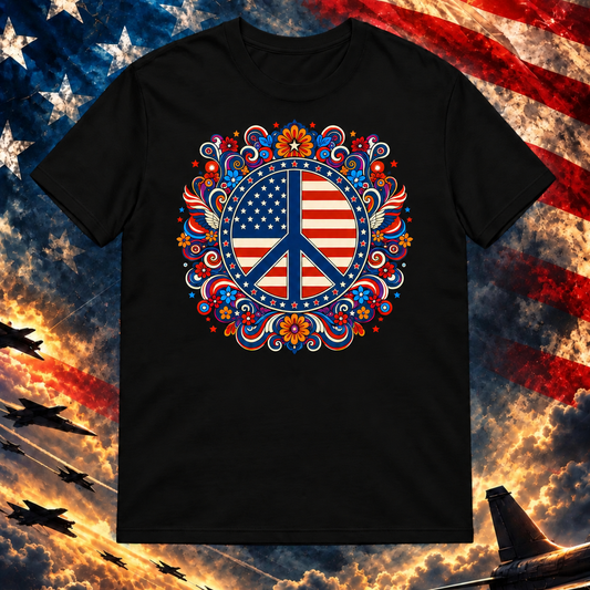 American Pride Collage T-shirt, Black — square image preview