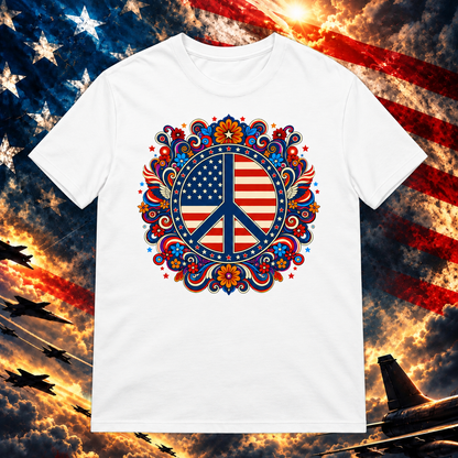 American Pride Collage T-shirt, White — square image preview