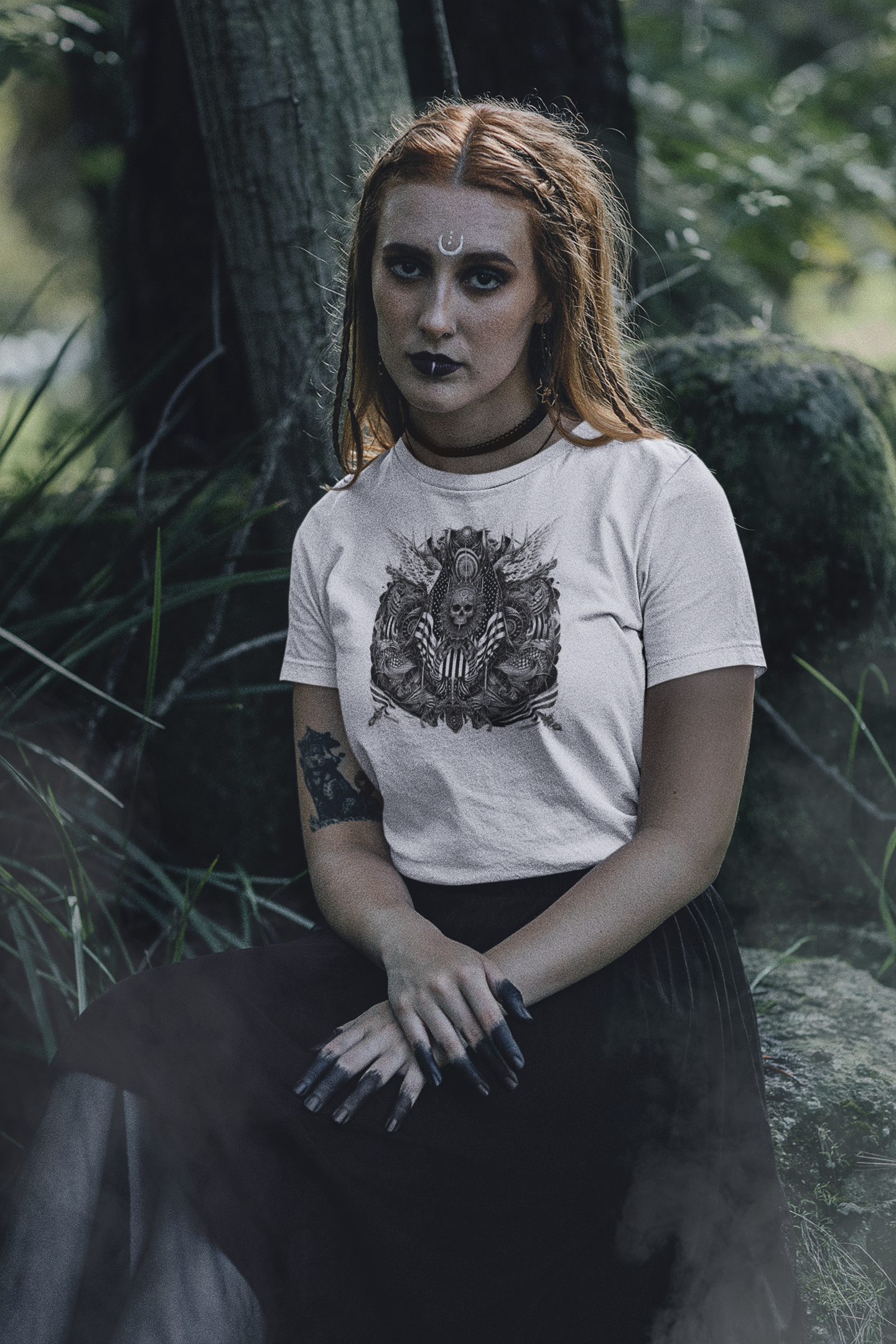 "Gothic America Insignia" Unisex Black & White Graphic Tee | by AmericaShirt™