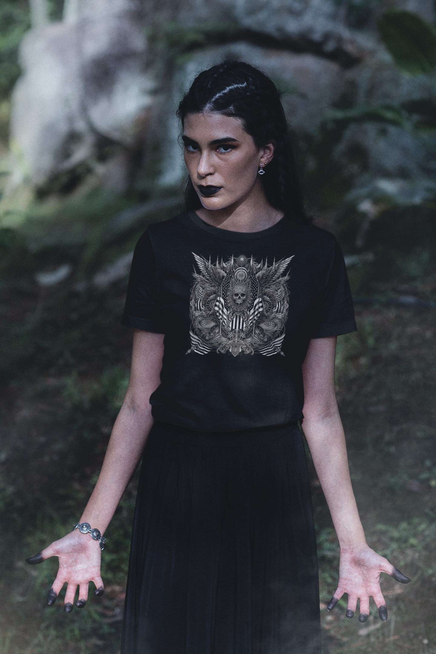 "Gothic America Insignia" Unisex Black & White Graphic Tee | by AmericaShirt™