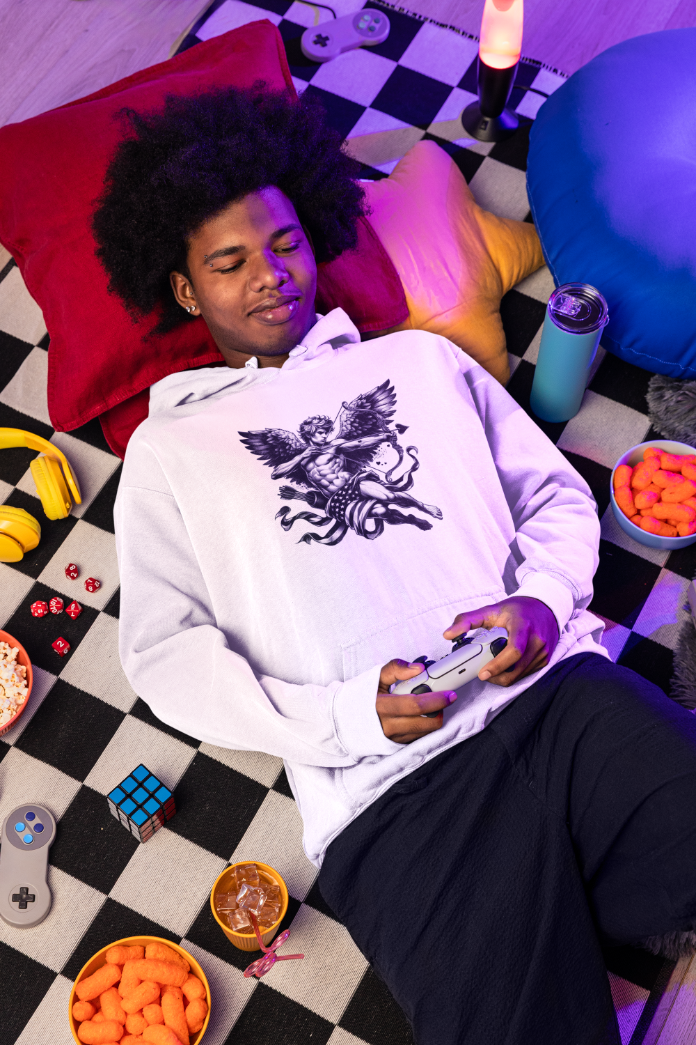 "Cupid The American Heartbreaker" Unisex Black and White Graphic Hoodie | by AmericaShirt™