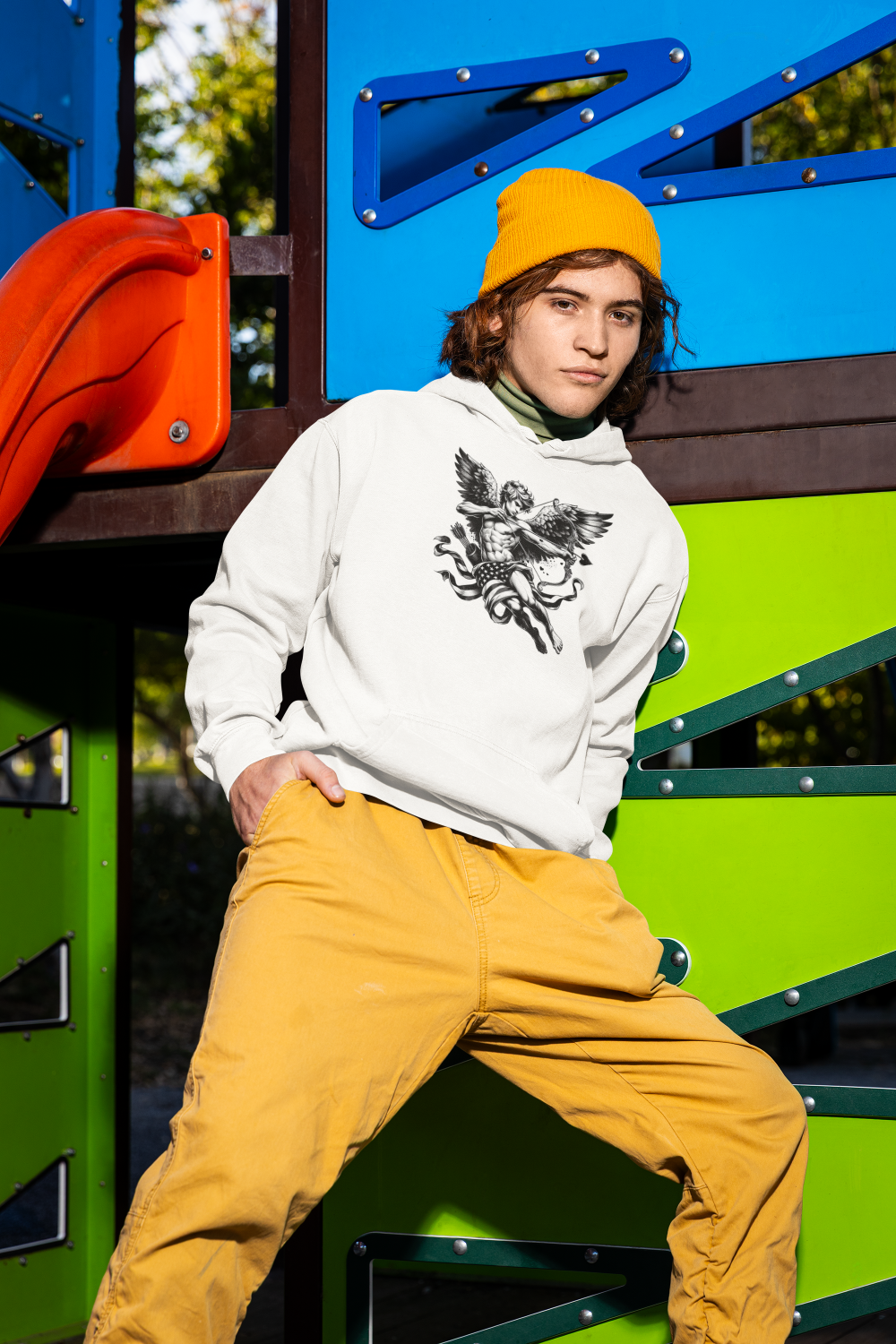 "Cupid The American Heartbreaker" Unisex Black and White Graphic Hoodie | by AmericaShirt™