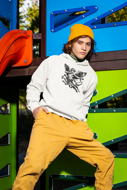 "Cupid The American Heartbreaker" Unisex Black and White Graphic Hoodie | by AmericaShirt™