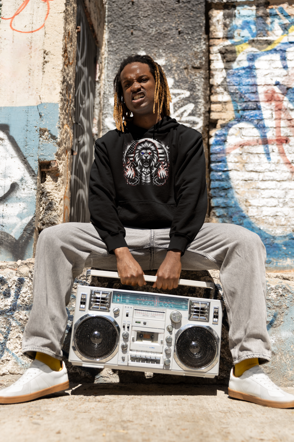 "American Inferno: Lion of Liberty" Unisex Full Color Graphic Hoodie | by AmericaShirt™