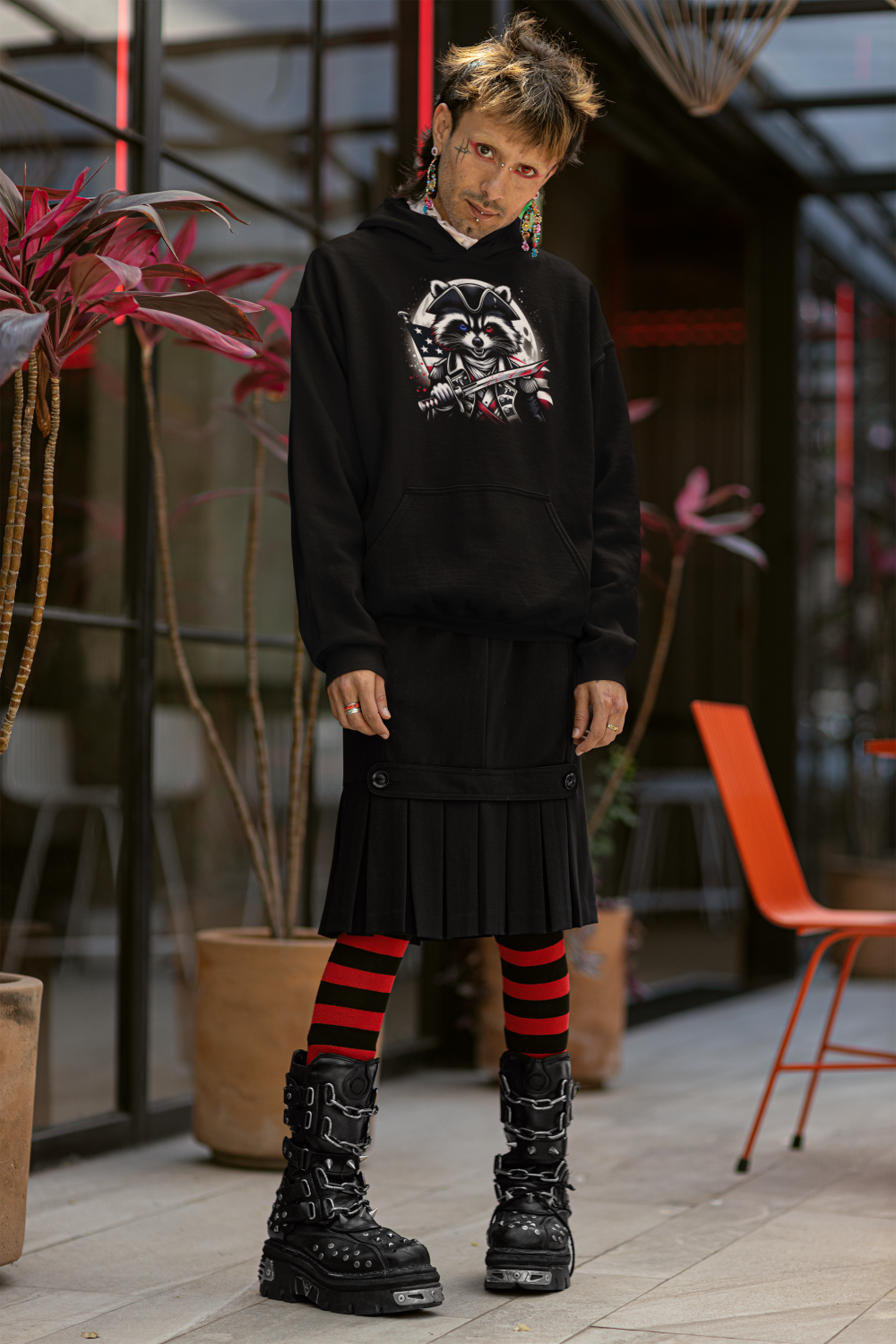 "Patriot Raccoon: Blood & Blade" Unisex Full Color Graphic Hoodie | by AmericaShirt™