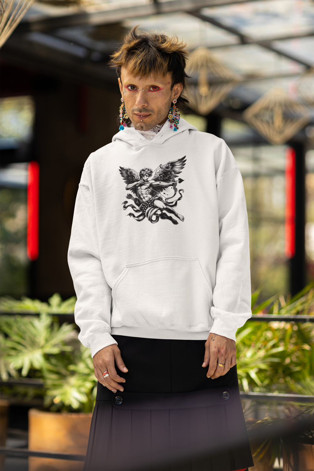 "Cupid The American Heartbreaker" Unisex Black and White Graphic Hoodie | by AmericaShirt™