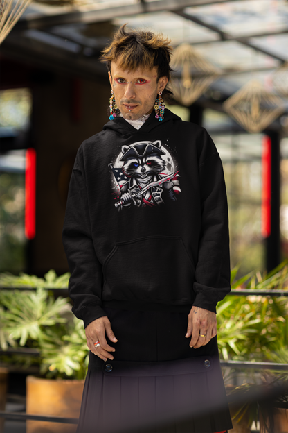 "Patriot Raccoon: Blood & Blade" Unisex Full Color Graphic Hoodie | by AmericaShirt™