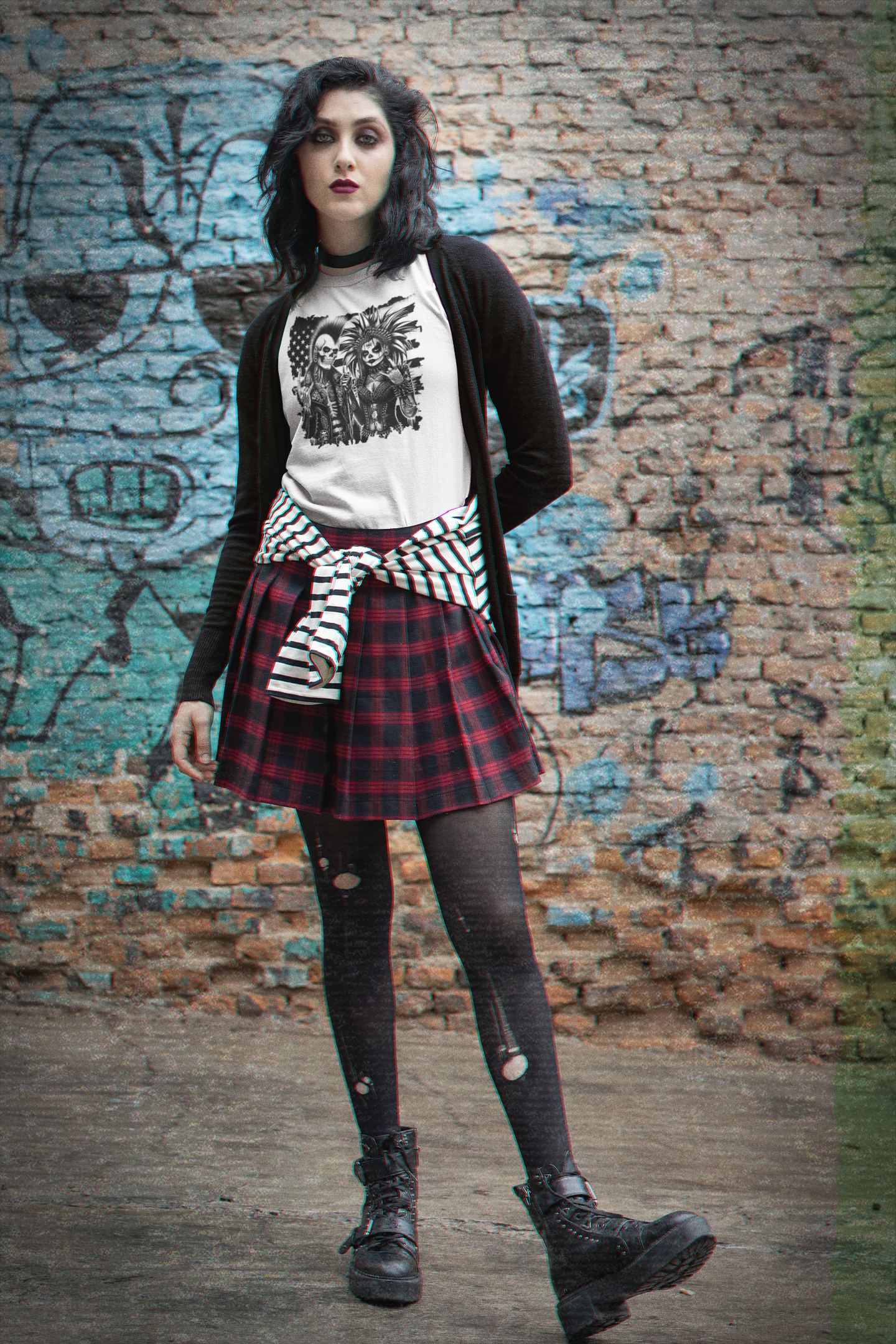 "Punk Rock America" Unisex Black & White Graphic Tee | by AmericaShirt™