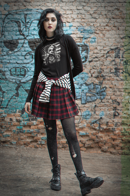 "American Goth Girl" Unisex Black & White Graphic Tee | by AmericaShirt™