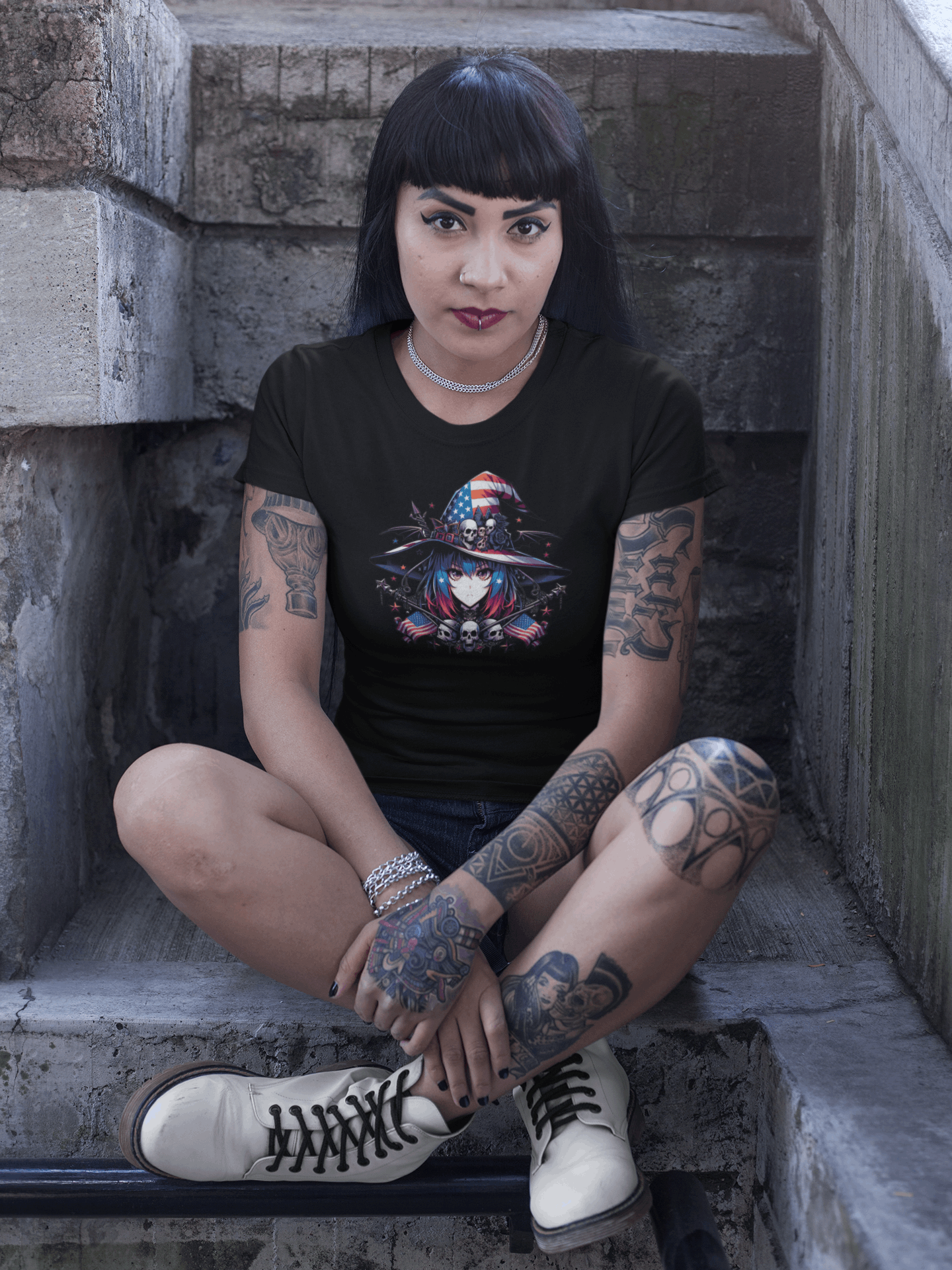 "American Anime Girl" Unisex Full Color Graphic Tee | by AmericaShirt™