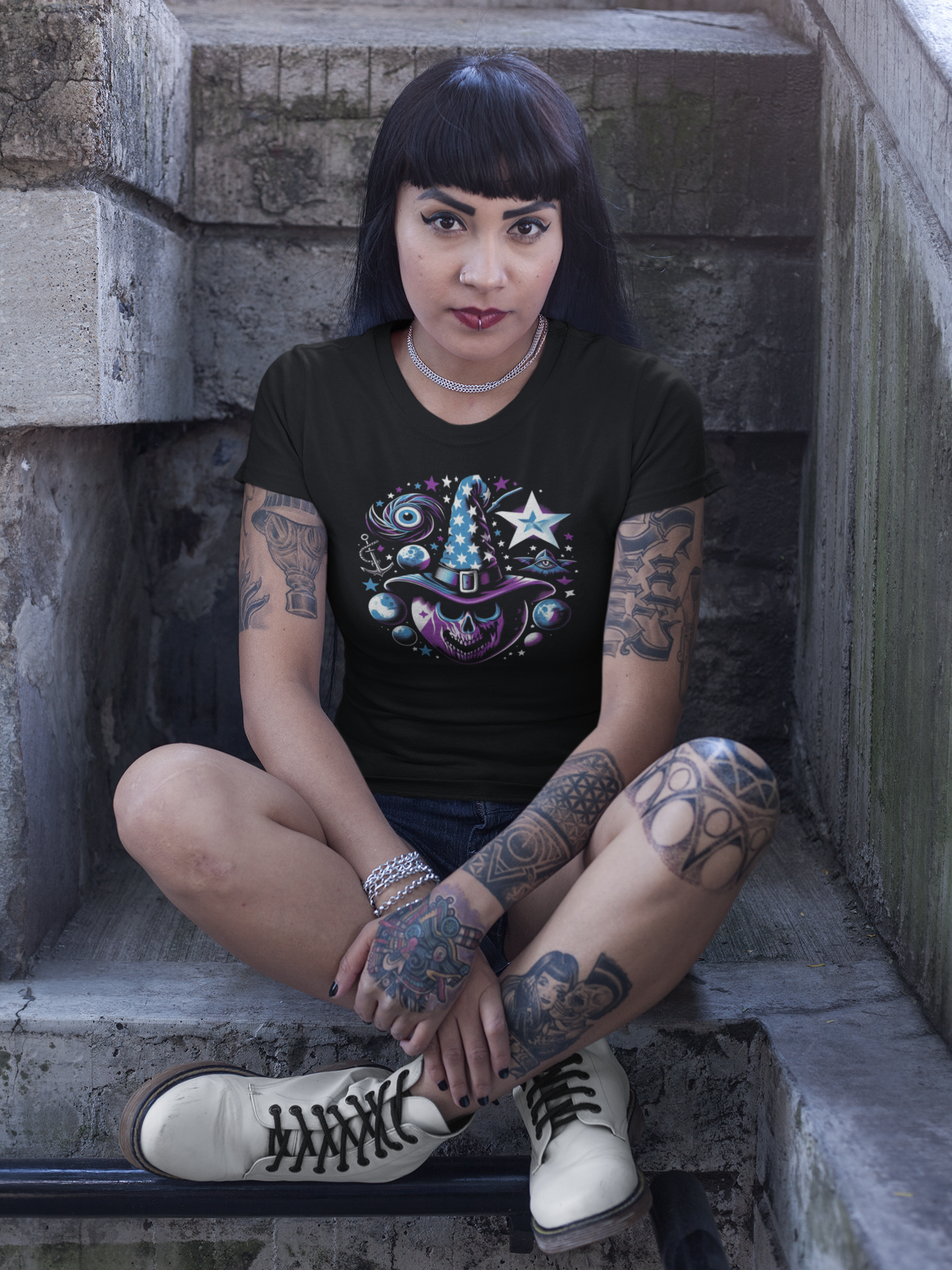 "Cosmic Moon Witch" Unisex Full Color Graphic Tee | by AmericaShirt™