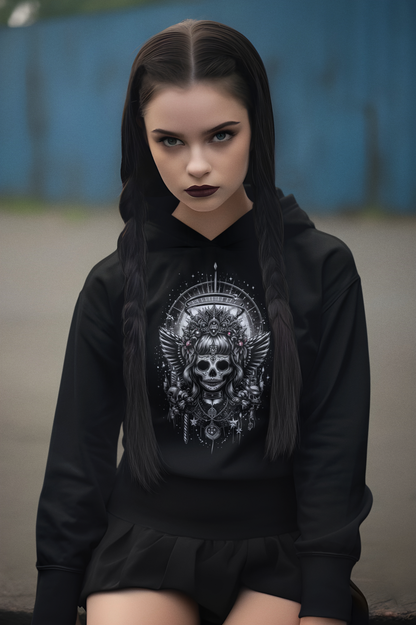 "Sugar Skull Decorative" Unisex Black And White Graphic Hoodie | by AmericaShirt™
