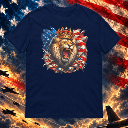 King Lion Roaring America T-shirt, Navy — square image preview