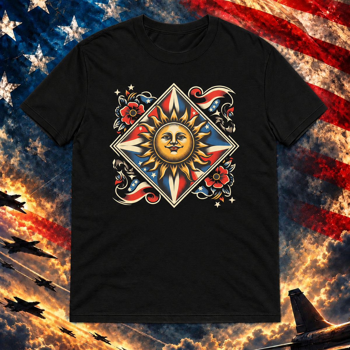 Let Freedom Shine - Sun Emblem T-shirt, Black — square image preview