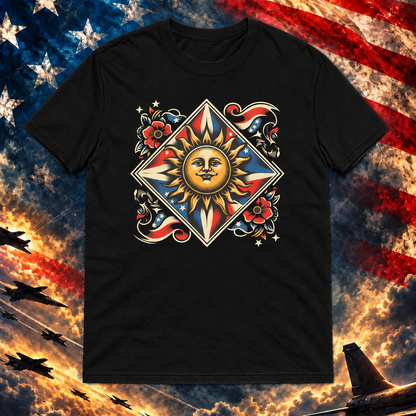 Let Freedom Shine - Sun Emblem T-shirt, Black — square image preview