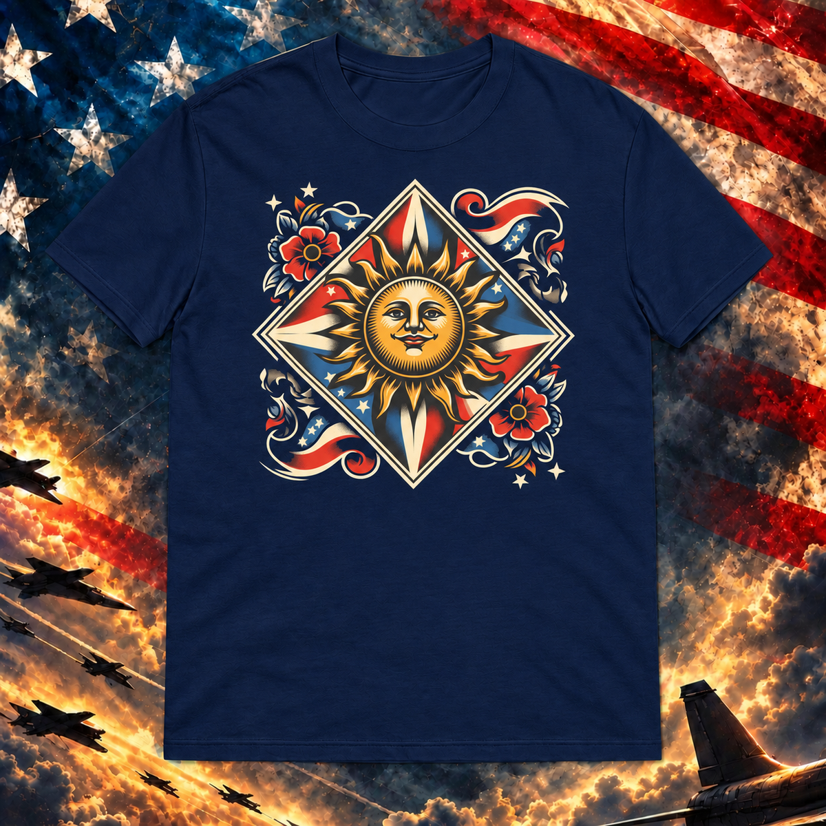 Let Freedom Shine - Sun Emblem T-shirt, Navy — square image preview
