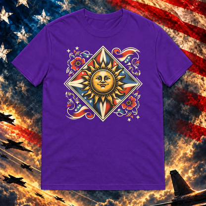 Let Freedom Shine - Sun Emblem T-shirt, Purple — square image preview