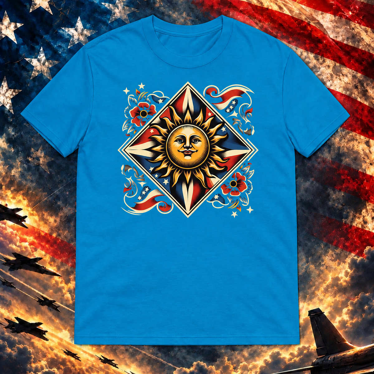 Let Freedom Shine - Sun Emblem T-shirt, Sapphire — square image preview