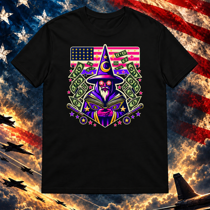 Mage of Manifestation black T-shirt on the Image Preview Test patriotic background