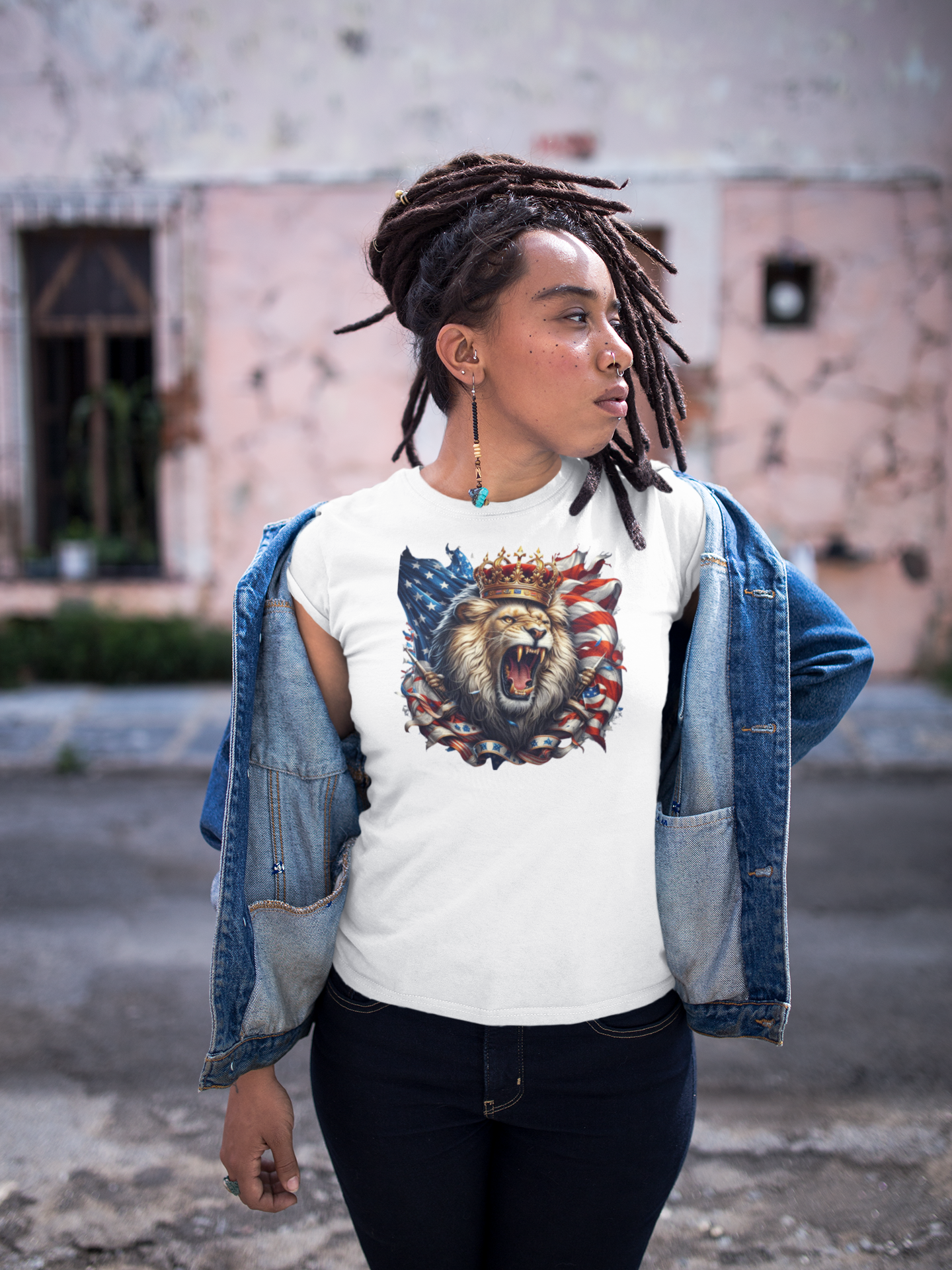 "King Lion Roaring America" Unisex Full Color Graphic Tee | by AmericaShirt™