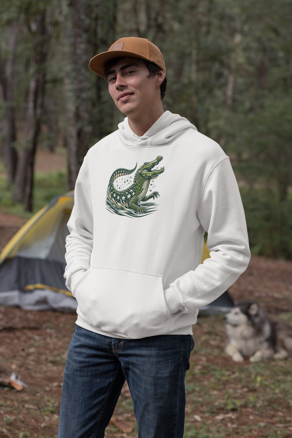 "Chomp for the Stars: Patriotic Gator" Unisex Full Color Graphic Hoodie | by AmericaShirt™